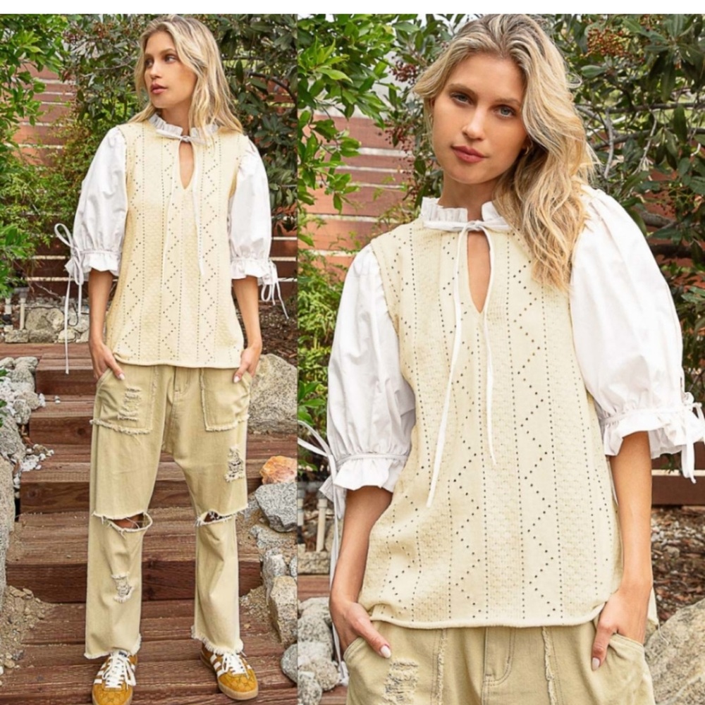 Poplin Cream Sweater - Picture 3 of 3
